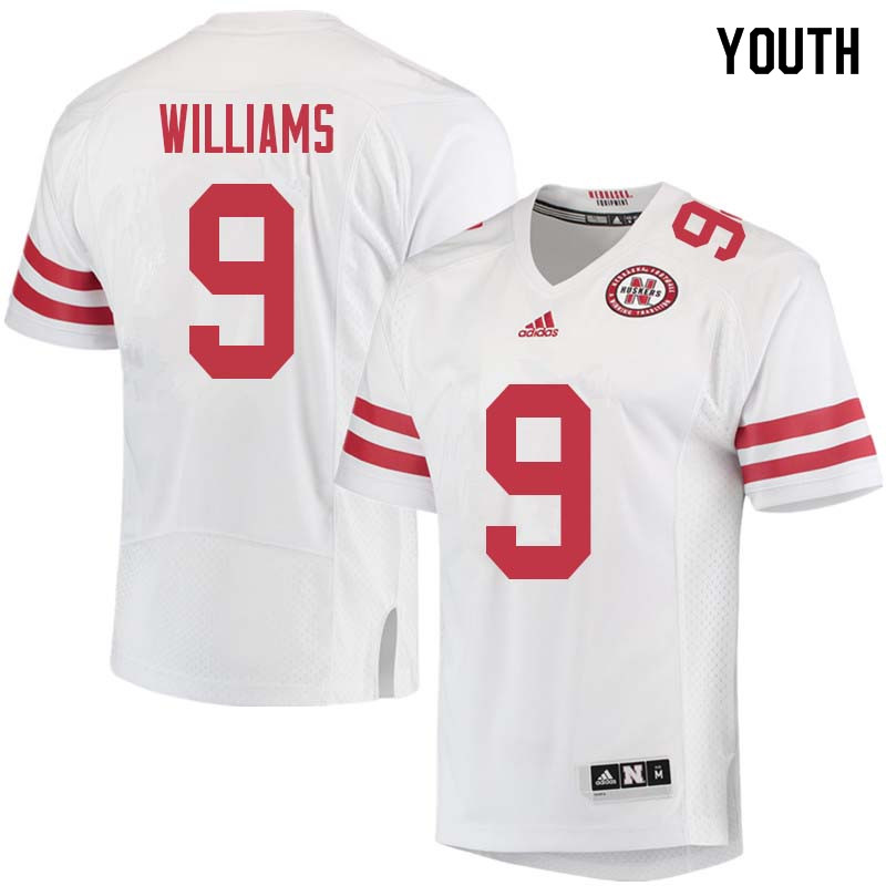 Youth #9 Keyan Williams Nebraska Cornhuskers College Football Jerseys Sale-White - Click Image to Close